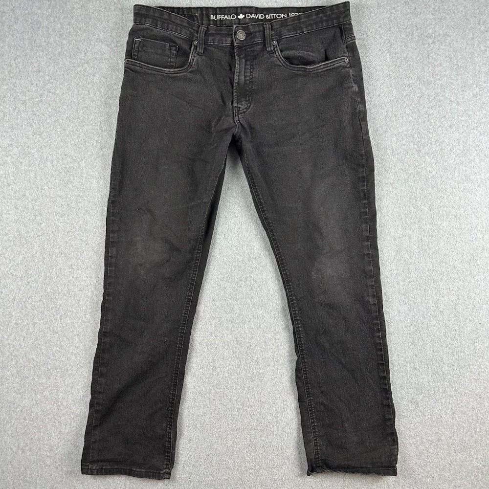 Buffalo David Bitton Men Ash X Slim Stretch Black Denim Jeans 34x30 Classic Fade